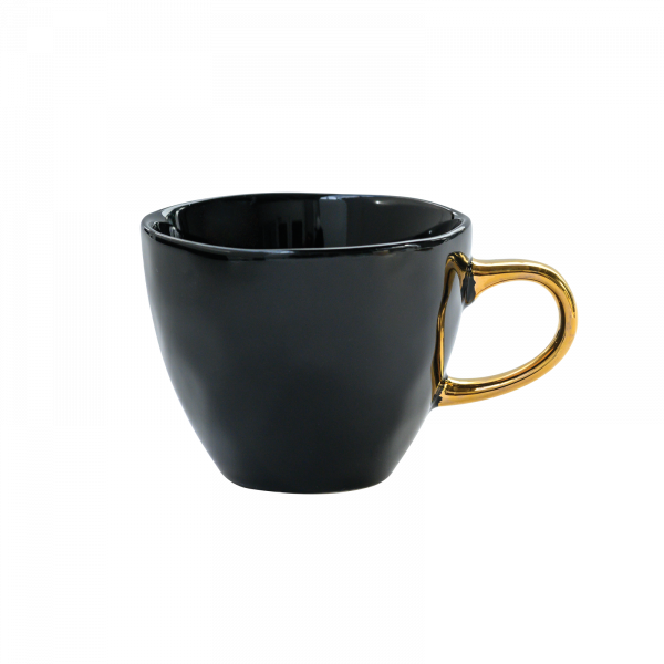 Tasse à café "Noire" à anse dorée