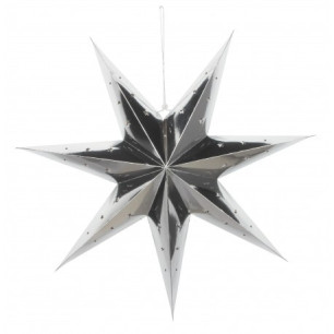 Lanterne étoile argentée 70 cm