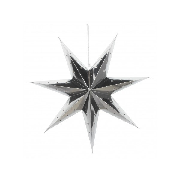 Lanterne étoile argentée 70 cm