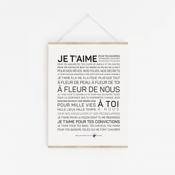 Affiche A3 " Je t'aime"