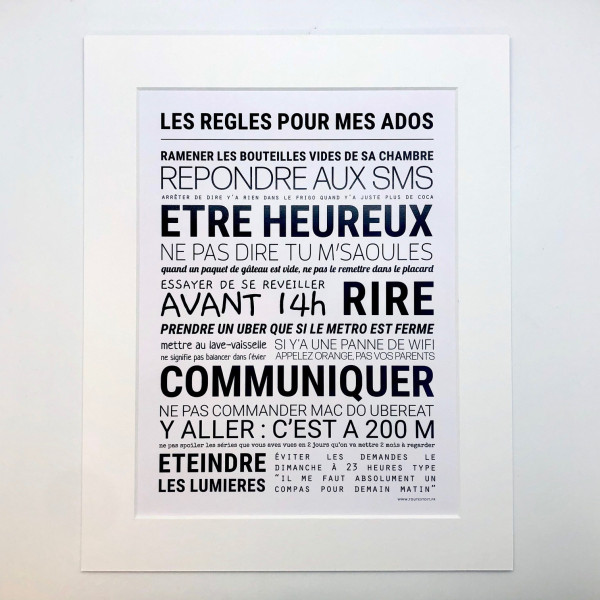 Affiche "Les règles pour mes ados"