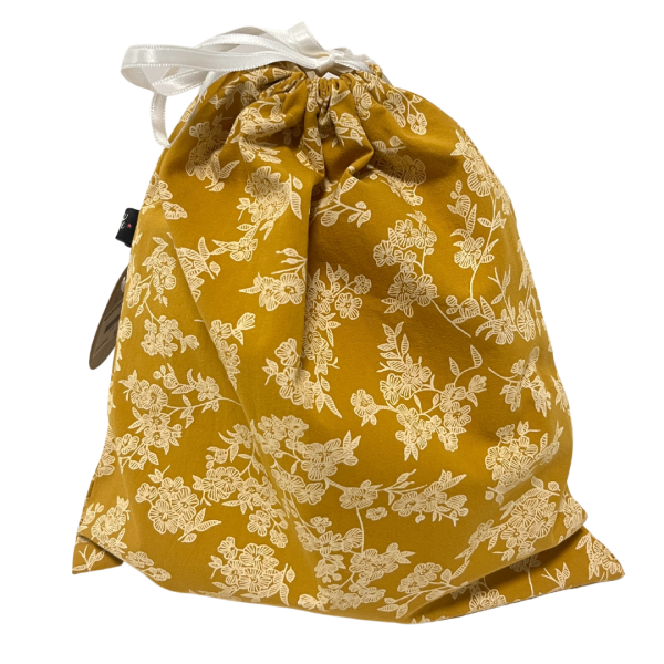 Pochon en coton recyclé - Fleurs jaune - 25*25cm