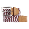 Ceinture tressée "Bordeaux et blanche"