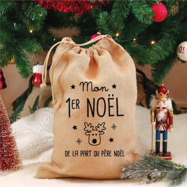 Hotte de Noël en jute "Mon premier Noël"